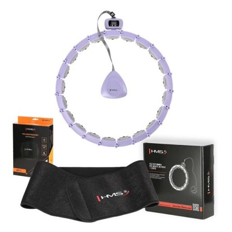 HMS ZESTAW HULA HOP MAGNETYCZNY VIOLET HHM14 Z LICZNIKIEM HMS + PAS WYSZCZUPLAJĄCY BR163 BLACK