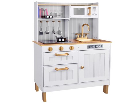 Elegancka Biała drewniana Kuchnia z akcesoriami Światło + dźwięk ZA5387 Elegancka Biała drewniana Kuchnia z akcesoriami Światło + dźwięk ZA5387