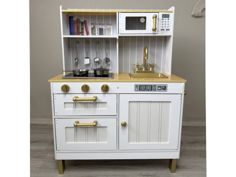 Elegancka Biała drewniana Kuchnia z akcesoriami Światło + dźwięk ZA5387 Elegancka Biała drewniana Kuchnia z akcesoriami Światło + dźwięk ZA5387