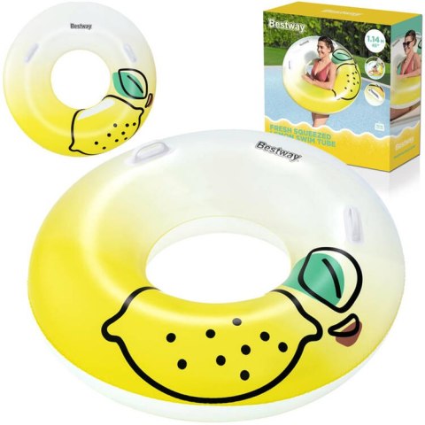 Bestway Dmuchane koło do pływania z uchwytami CYTRYNKA 114 CM 36448 Bestway Dmuchane koło do pływania z uchwytami CYTRYNKA 114 CM 36448