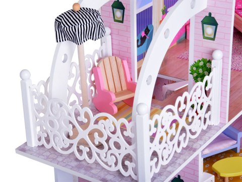 Duży Ażurowy Domek drewniany dla lalek + Winda Garaż Balkon Meble ZA5388 Duży Ażurowy Domek drewniany dla lalek + Winda Garaż Balkon Meble ZA5388