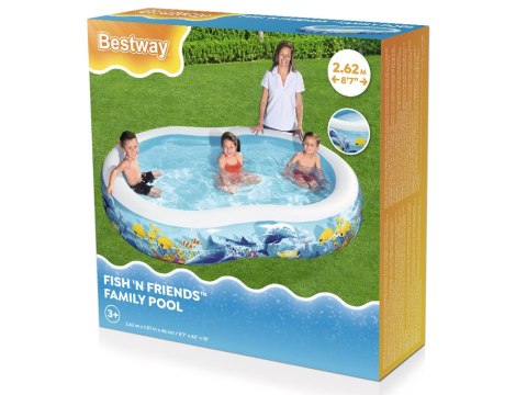 Bestawy Basen dmuchany fish'n friends 262 x 157x46cm 54118 Bestawy Basen dmuchany fish'n friends 262 x 157x46cm 54118