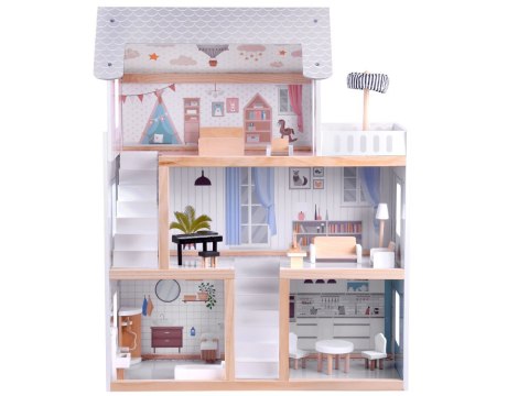 Drewniany domek dla lalek w stylu Boho led ZA4131 Drewniany domek dla lalek w stylu Boho led ZA4131