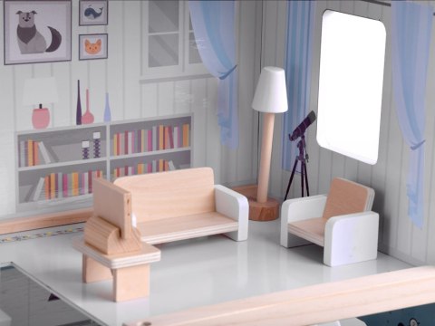 Drewniany domek dla lalek w stylu Boho led ZA4131 Drewniany domek dla lalek w stylu Boho led ZA4131