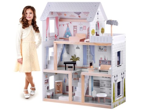 Drewniany domek dla lalek w stylu Boho led ZA4131 Drewniany domek dla lalek w stylu Boho led ZA4131