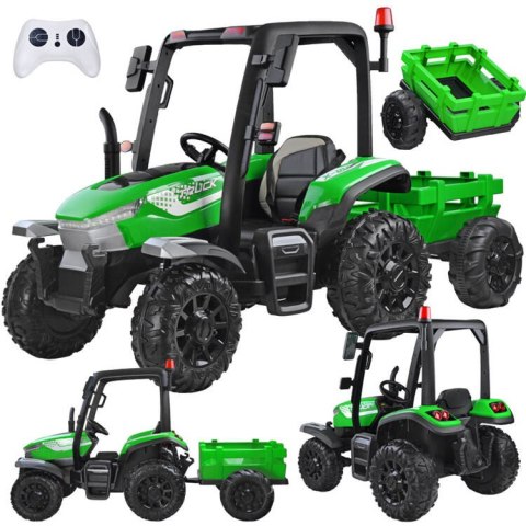 Duży Traktor z przyczepą 4x4+ pilot światło PA0266 zielony Duży Traktor z przyczepą 4x4+ pilot światło PA0266 zielony