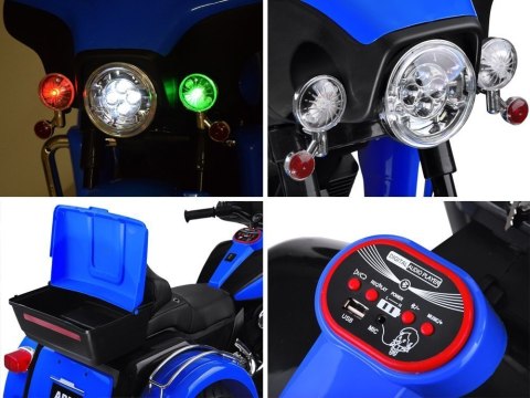 Duży Motor Chopper na akumulator dla dzieci PA0254 niebieski Duży Motor Chopper na akumulator dla dzieci PA0254 niebieski