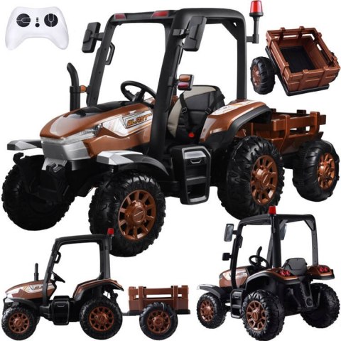Duży Traktor z przyczepą 4x4+ pilot światło PA0266 brązowy Duży Traktor z przyczepą 4x4+ pilot światło PA0266 brązowy
