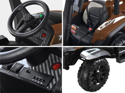 Duży Traktor z przyczepą 4x4+ pilot światło PA0266 brązowy Duży Traktor z przyczepą 4x4+ pilot światło PA0266 brązowy