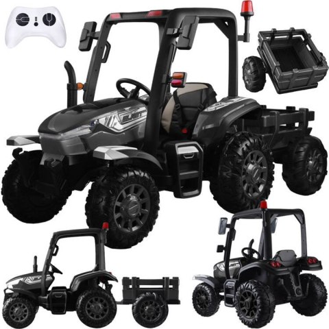 Duży Traktor z przyczepą 4x4+ pilot światło PA0266 czarny Duży Traktor z przyczepą 4x4+ pilot światło PA0266 czarny