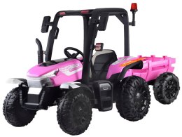Duży Traktor z przyczepą 4x4+ pilot światło PA0266 różowy