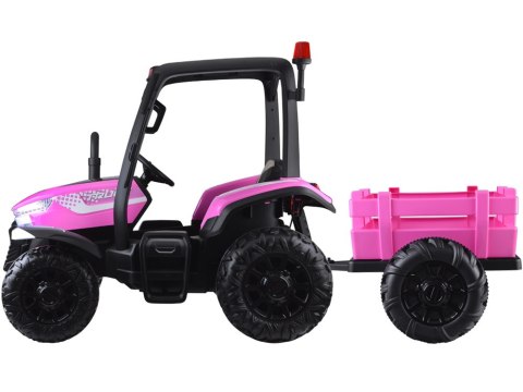 Duży Traktor z przyczepą 4x4+ pilot światło PA0266 różowy Duży Traktor z przyczepą 4x4+ pilot światło PA0266 różowy