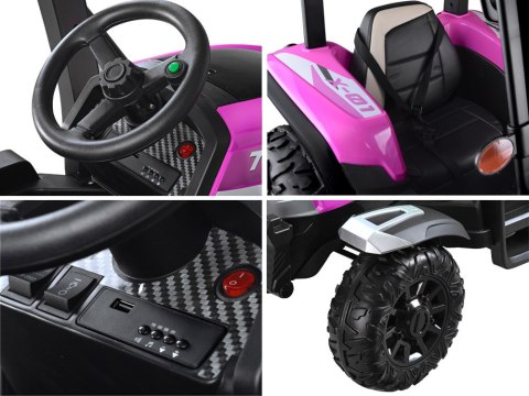 Duży Traktor z przyczepą 4x4+ pilot światło PA0266 różowy Duży Traktor z przyczepą 4x4+ pilot światło PA0266 różowy