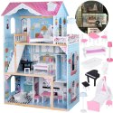 Duży Drewniany Domek dla lalek + drewniane mebelki Pastelowe kolory ZA5457 Duży Drewniany Domek dla lalek + drewniane mebelki Pastelowe kolory ZA5457
