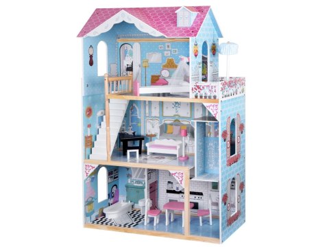 Duży Drewniany Domek dla lalek + drewniane mebelki Pastelowe kolory ZA5457 Duży Drewniany Domek dla lalek + drewniane mebelki Pastelowe kolory ZA5457