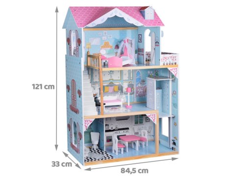 Duży Drewniany Domek dla lalek + drewniane mebelki Pastelowe kolory ZA5457 Duży Drewniany Domek dla lalek + drewniane mebelki Pastelowe kolory ZA5457