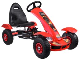 Czerwony sportowy GOKART na pedały dla dzieci do 50kg Pompowane koła SP0209