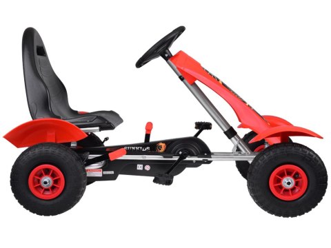 Czerwony sportowy GOKART na pedały dla dzieci do 50kg Pompowane koła SP0209 Czerwony sportowy GOKART na pedały dla dzieci do 50kg Pompowane koła SP0209