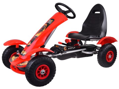 Czerwony sportowy GOKART na pedały dla dzieci do 50kg Pompowane koła SP0209 Czerwony sportowy GOKART na pedały dla dzieci do 50kg Pompowane koła SP0209