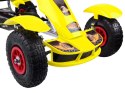 Żółty sportowy GOKART na pedały dla dzieci do 50kg - Pompowane koła SP0209 Żółty sportowy GOKART na pedały dla dzieci do 50kg - Pompowane koła SP0209
