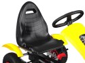 Żółty sportowy GOKART na pedały dla dzieci do 50kg - Pompowane koła SP0209 Żółty sportowy GOKART na pedały dla dzieci do 50kg - Pompowane koła SP0209