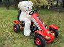 Czerwony sportowy GOKART na pedały dla dzieci do 50kg Pompowane koła SP0209 Czerwony sportowy GOKART na pedały dla dzieci do 50kg Pompowane koła SP0209