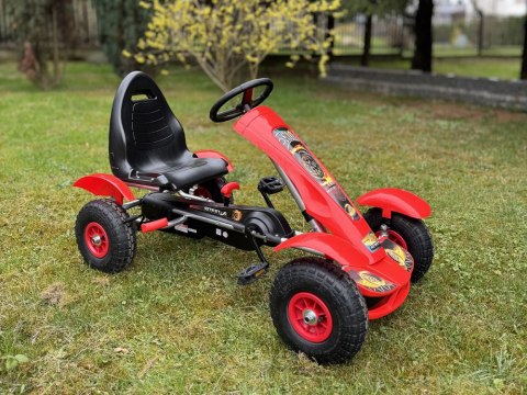 Czerwony sportowy GOKART na pedały dla dzieci do 50kg Pompowane koła SP0209 Czerwony sportowy GOKART na pedały dla dzieci do 50kg Pompowane koła SP0209
