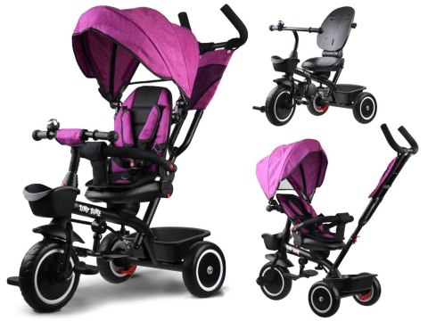 Rowerek trójkołowy Tiny Bike 3w1 różowy z daszkiem SP0650 Rowerek trójkołowy Tiny Bike 3w1 różowy z daszkiem SP0650