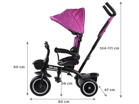 Rowerek trójkołowy Tiny Bike 3w1 różowy z daszkiem SP0650 Rowerek trójkołowy Tiny Bike 3w1 różowy z daszkiem SP0650